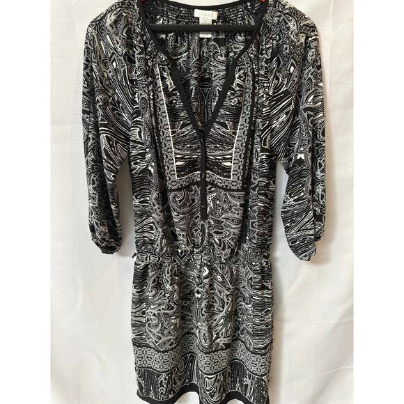 Cache M Knee Length Black and White Patterned Dress - Picture 2 of 5